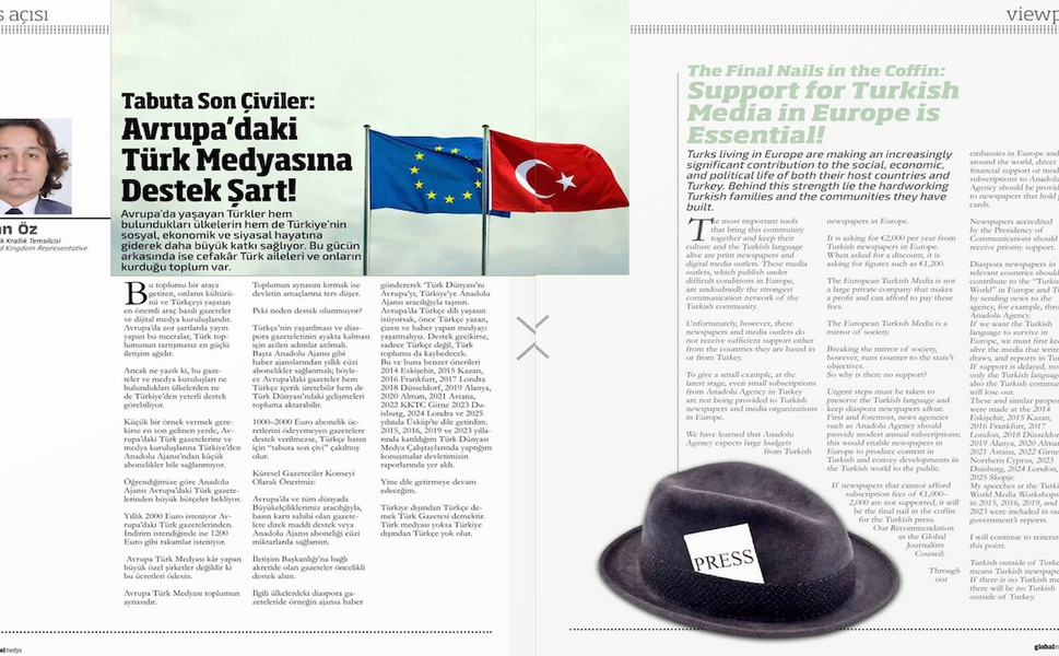 KGK Birleşik Krallık Temsilcisi Vatan Öz, Küresel Medya Dergisi’nin 13. sayısına katkı verdi