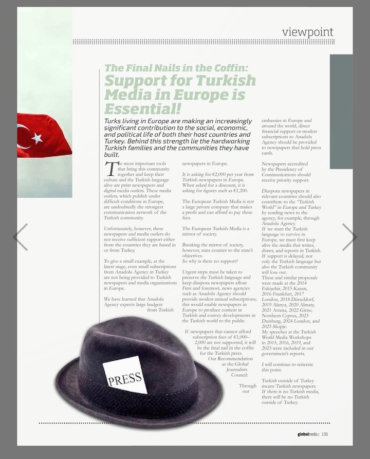 Vatan Öz, Küresel Medya Dergisi’